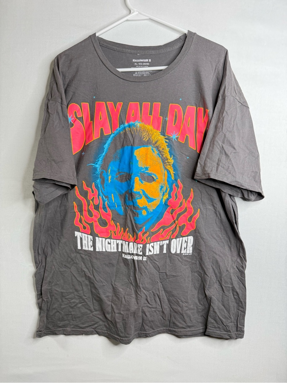 Halloween II Firey Mask Graphic T-Shirt Size XL A6 353